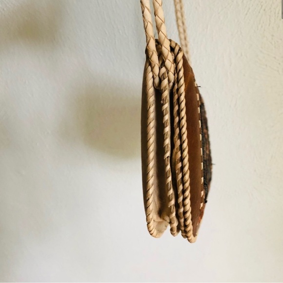 Vintage New Boho Diamond Pattern hand stitched Leather crossbody Bag purse - Picture 16 of 16